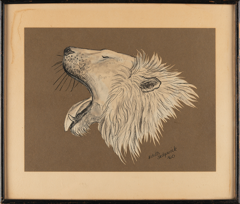 Lot 3410 Edie Sedgwick Signed Original Drawing - Lion