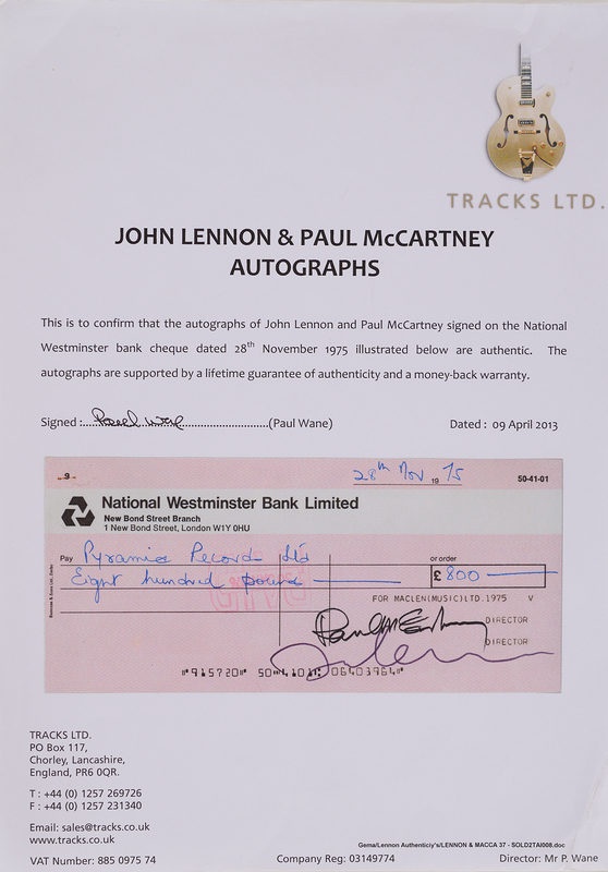 Beatles (3) Signed Checks with Lennon, McCartney, Harrison, and Starr