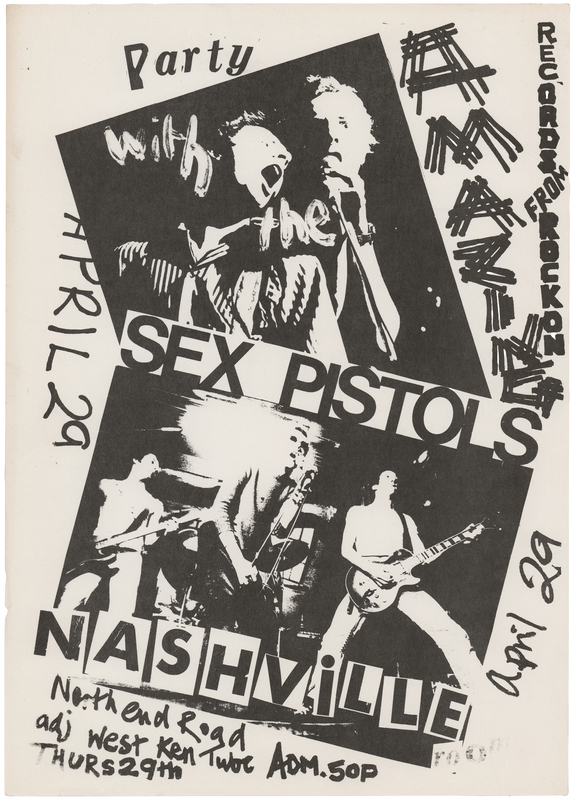 Lot 3581 Sex Pistols Early Nashville Rooms Concert Handbill (April 29, 1976)