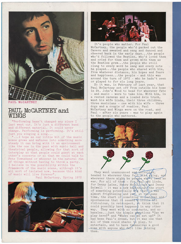 Lot 3032 Paul McCartney Twice-Signed 1973 Wings UK Tour Program