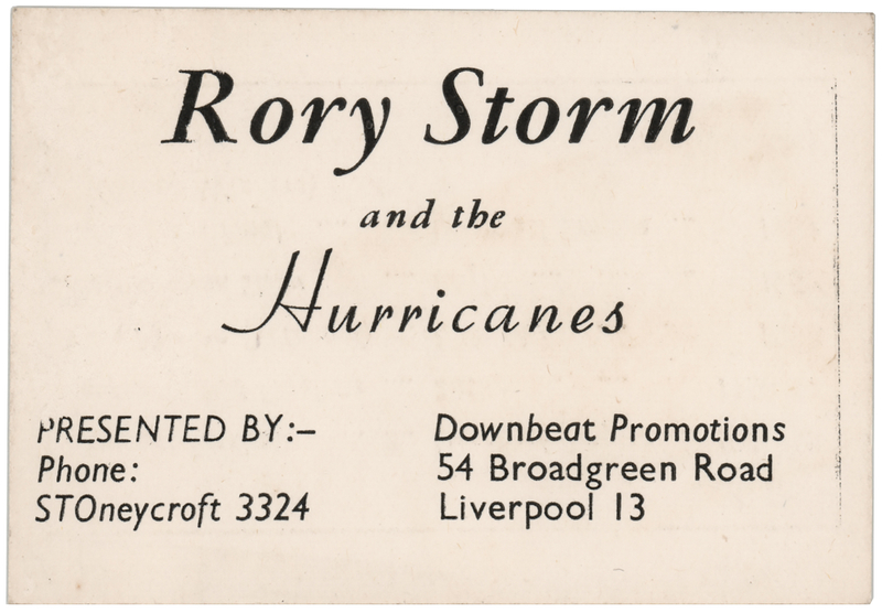 Lot 3199 Ringo Starr: Rory Storm and the Hurricanes Original Business Card
