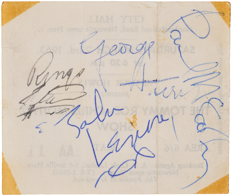 Lot 3003 Beatles Signed Concert Ticket (City Hall in Newcastle-Upon-Tyne, March 23, 1963)