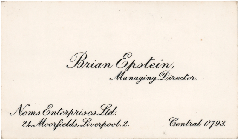 Lot 3045 Brian Epstein NEMS Enterprises Business Card