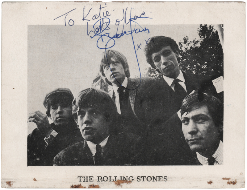 Lot 3262 Brian Jones Signed 1964 Rolling Stones Fan Club Card