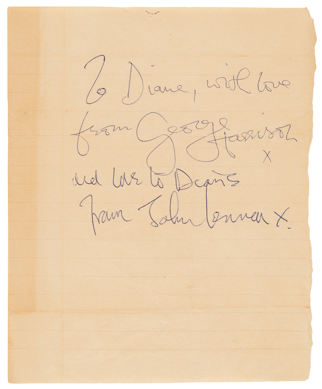 Lot 3021 John Lennon and George Harrison Signatures  - Dated to the Beatles' 1968 Stay at the Academy of Meditation with the Maharishi