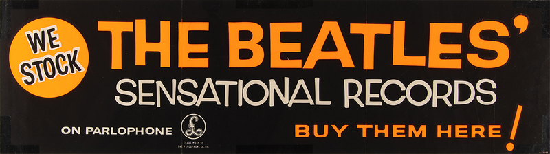 Lot 3013 Beatles Original Parlophone Records Promotional Poster - “We Stock The Beatles’ Sensational Records
