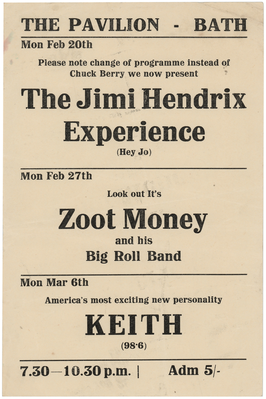 Lot 3232 Jimi Hendrix Experience Original 'The Pavilion' Concert Handbill (February 20, 1967)