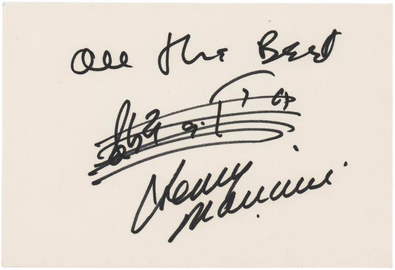 Lot 3382 Henry Mancini Autograph Musical Quotation Signed from 'Moon River'