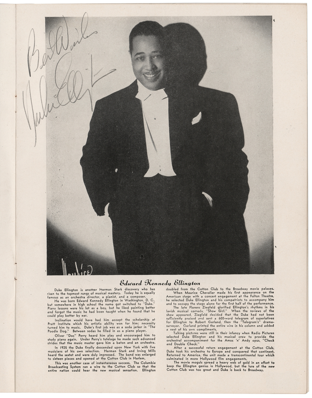 Lot 3372 Duke Ellington Signed Program