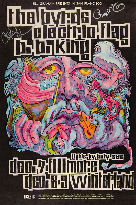 Lot 3426 The Byrds Signed 1967 Fillmore Concert Poster - McGuinn and Hillman