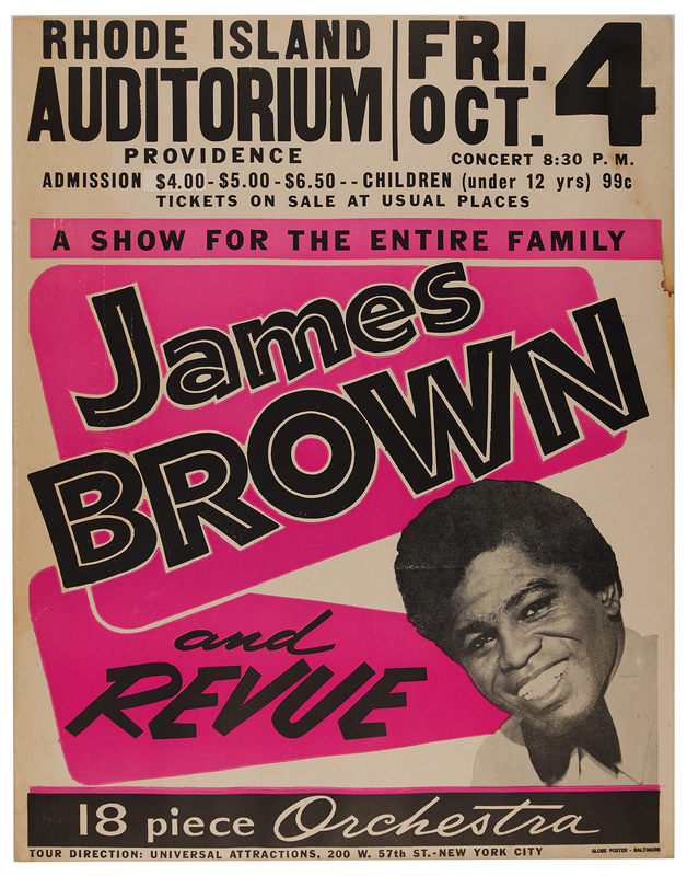 Lot 3420 James Brown 1968 Concert Poster (Rhode Island Auditorium) - 22? x 28?