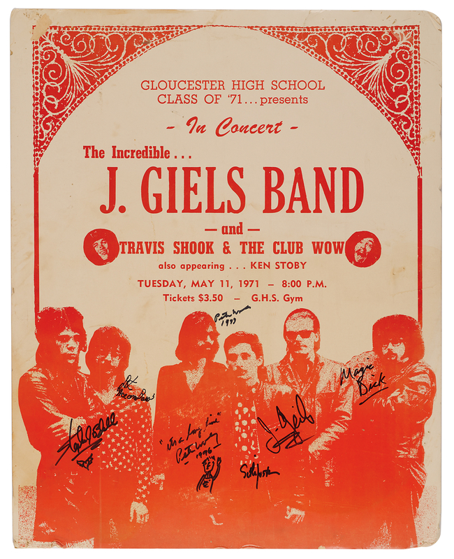Lot 3604 J. Geils Band Signed 1971 Concert Poster (Gloucester High School) - 17.5? x 22?