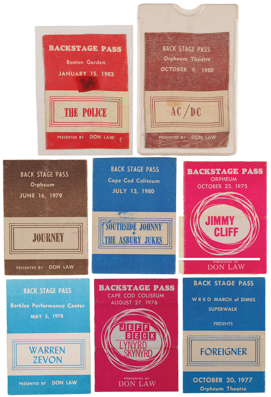Lot 3536 Rock and Roll (8) Backstage Passes from the Late 1970s and Early 1980s