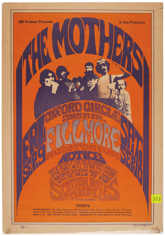 Lot 3564 Frank Zappa 1966 Fillmore Auditorium Concert Poster (14˝ x 20˝)
