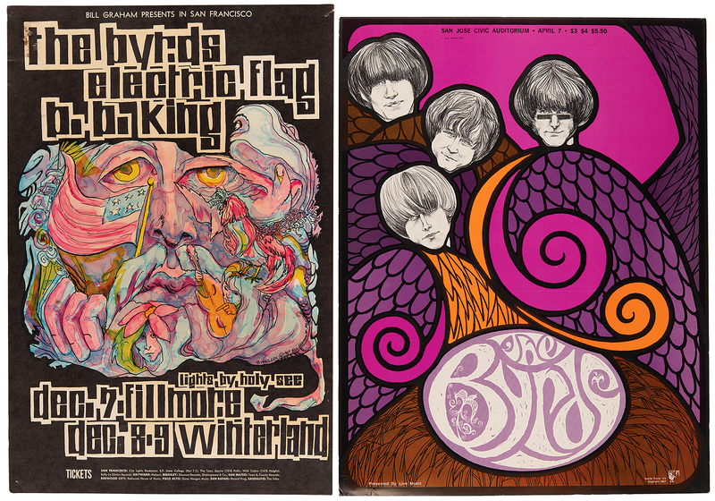 Lot 3425 The Byrds (2) 1967 California Concert Posters (14? x 21? and 17? x 22?)