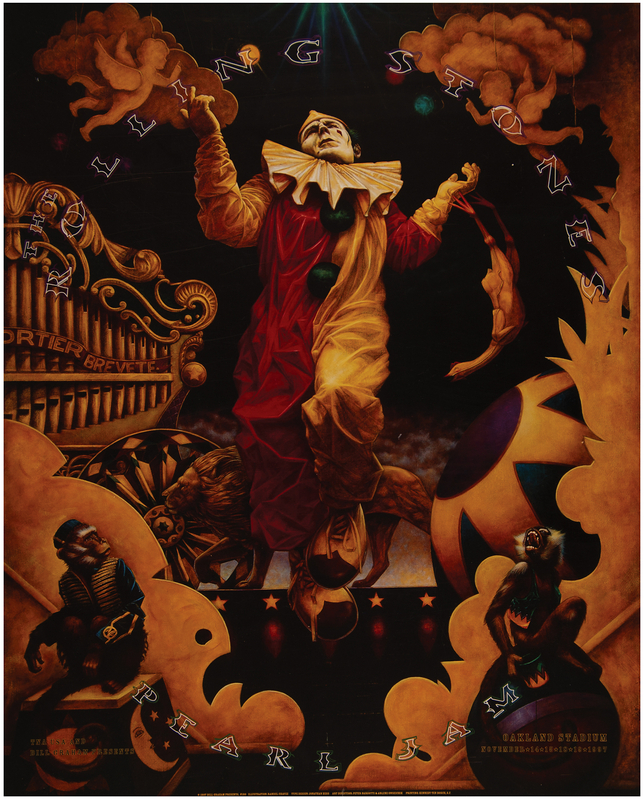 Lot 3272 Rolling Stones and Pearl Jam 1997 Oakland Stadium Concert Poster (24˝ x 30˝)