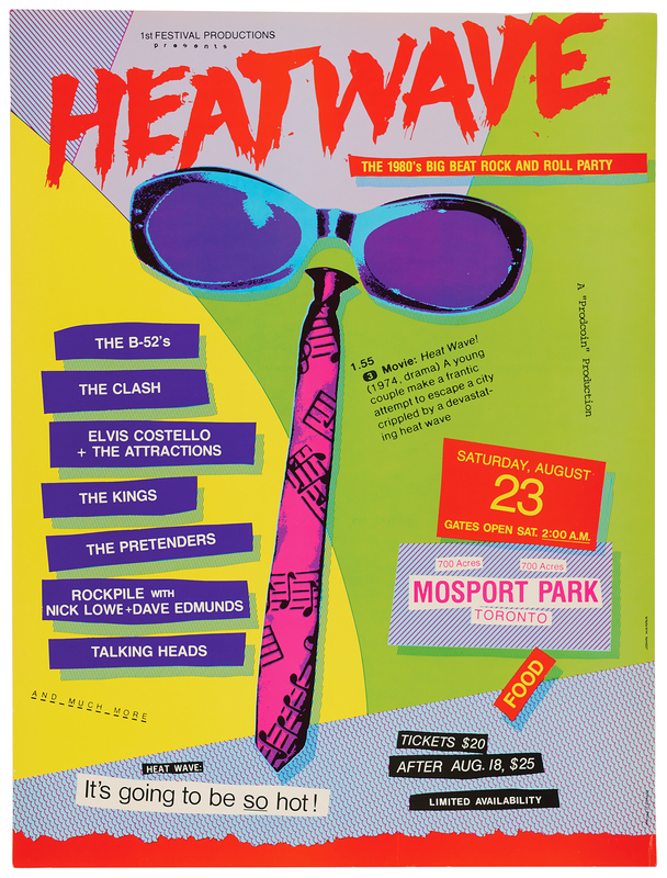 Lot 3575 The Clash and Talking Heads 1980 Heatwave Festival Concert Poster (18.5˝ x 24.5˝)