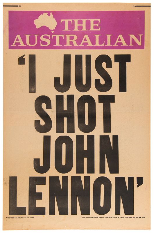 Lot 3178 John Lennon The Australian Newspaper Hoarding Poster (December 10, 1980): 