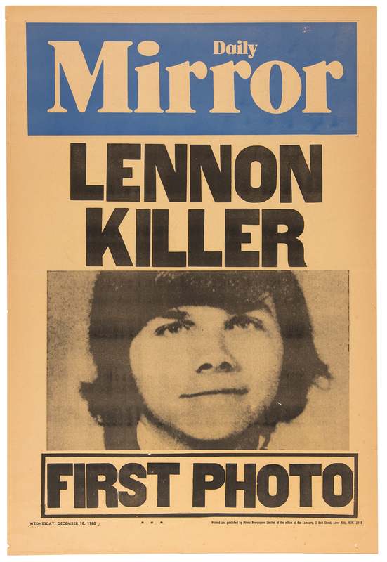 Lot 3181 John Lennon Daily Mirror Newspaper Hoarding Poster (December 10, 1980): 