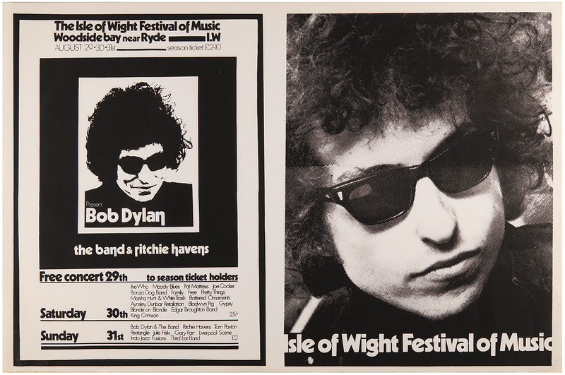 Lot 3214 Bob Dylan 1969 Isle of Wight Festival Concert Poster (34˝ x 22.5˝)