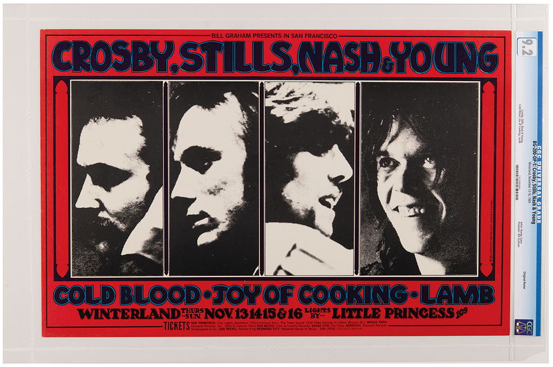 Lot 3504 Crosby, Stills, Nash, and Young 1969 Winterland Concert Poster (21.5˝ x 14˝) - CGC 9.2