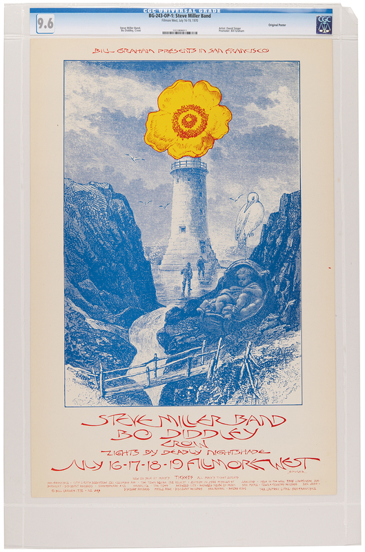 Lot 3530 Steve Miller and Bo Diddley 1970 Fillmore Concert Poster (14˝ x 21˝) - CGC 9.6