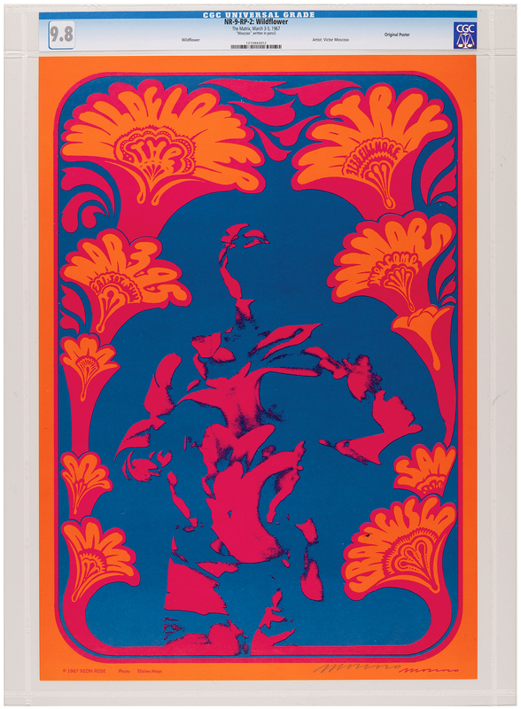 Lot 3556 Wildflower 1967 The Matrix Concert Poster Signed by Artist Victor Moscoso (14˝ x 20˝) - CGC 9.8