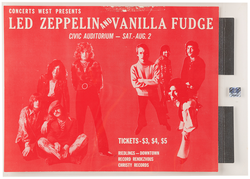 Lot 3341 Led Zeppelin and Vanilla Fudge 1969 Albuquerque Civic Auditorium Concert Handbill
