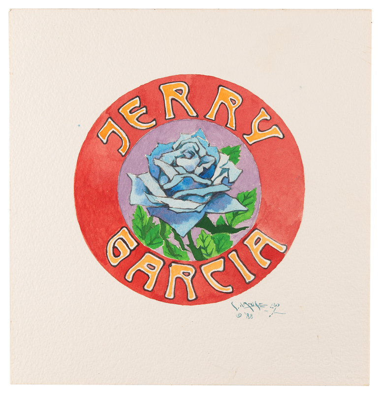 Lot 3331 Grateful Dead: Stanley Mouse Original 'Jerry Garcia' Emblem Watercolor Painting