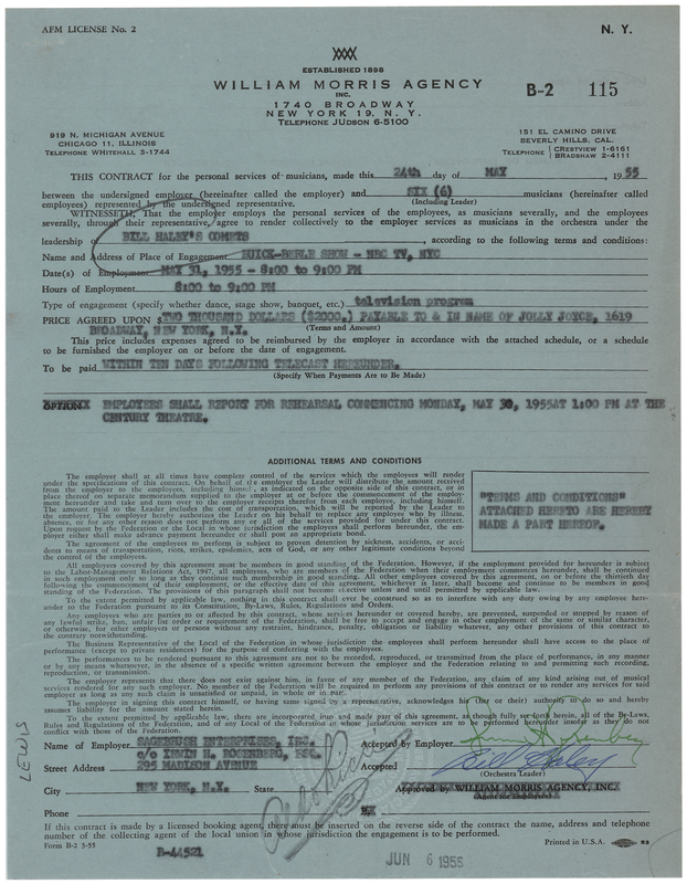 Lot 3394 Bill Haley Document Signed