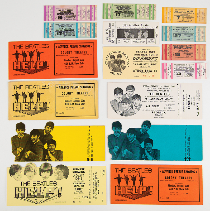 Lot 3132 Beatles (16) Film Screening and Convention Tickets, including 'A Hard Day's Night' and 'Help!'