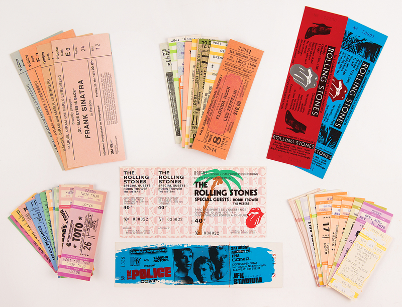 Lot 3500 Concert Tickets (45) with Led Zeppelin, Rolling Stones, Johnny Cash, and Fleetwood Mac