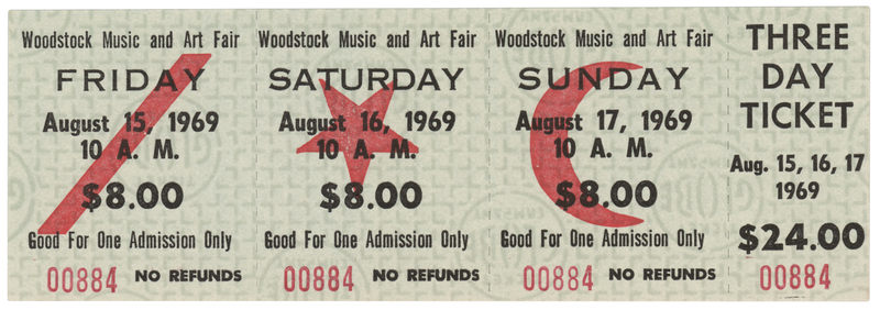 Lot 3465 Woodstock Three-Day Admission Ticket