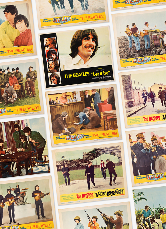 Lot 3133 Beatles (14) Lobby Cards for A Hard Day's Night, Help!, and Let It Be