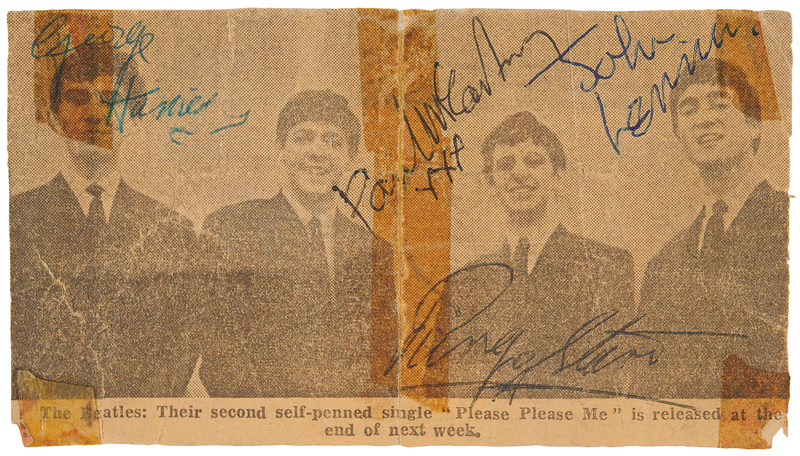 Lot 3009 Beatles Signed Newspaper Photograph: 
