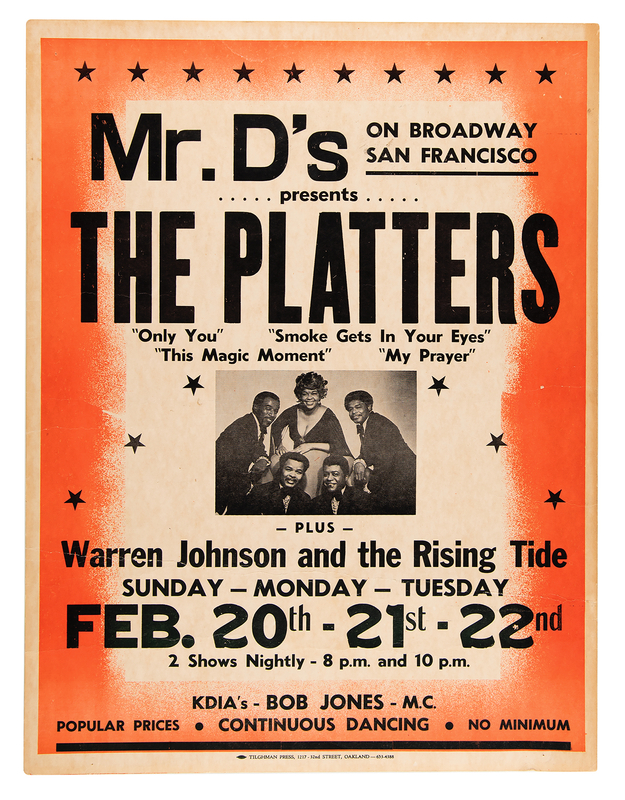 Lot 3534 The Platters 1972 San Francisco Concert Poster (17˝ x 22.25˝)