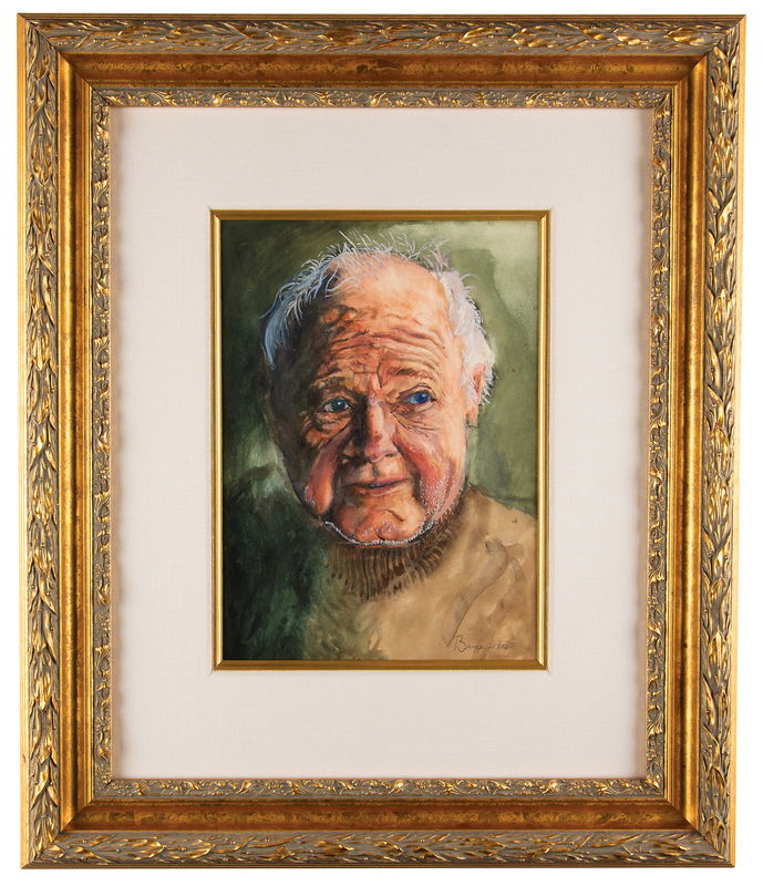 Lot 3362 Tony Bennett Original Watercolor Portrait Painting of Mickey Rooney - Presented to the Legendary Hollywood Actor