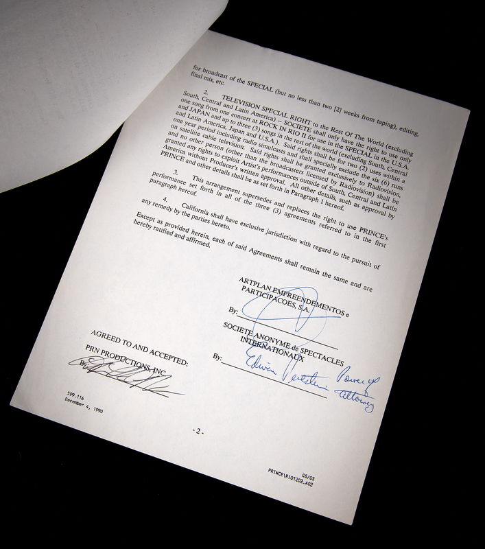 Lot 3633 Prince Document Signed for the 1991 'Rock in Rio 2' Festival
