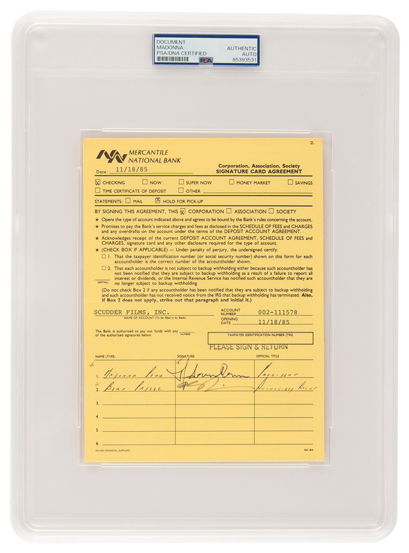Lot 3683 Madonna Twice-Signed Document