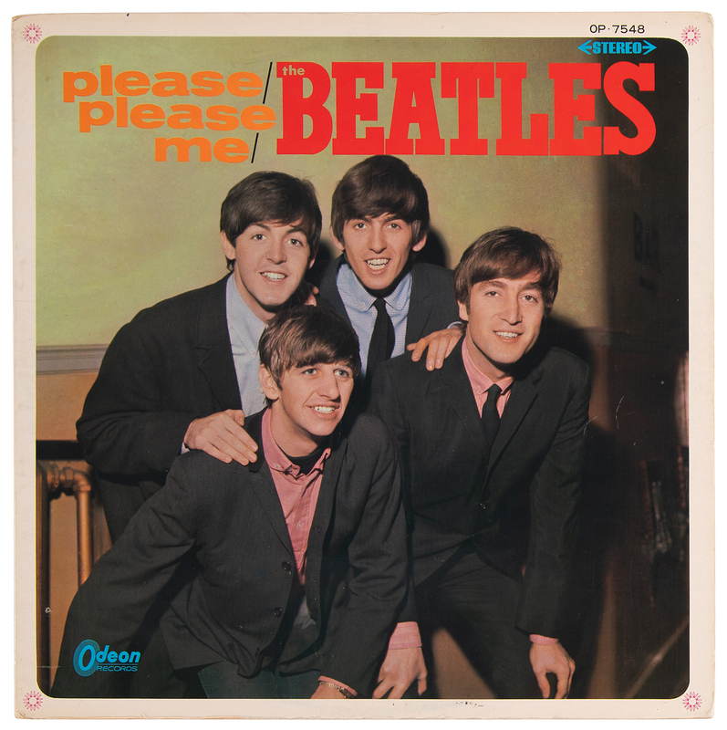 Lot 3069 Beatles Please Please Me Japanese Dark Red Stereo Promo White-Label Vinyl Test Pressing (Odeon, OP-7548)