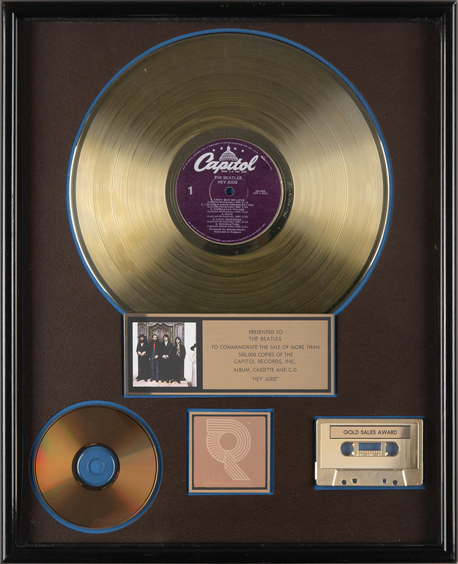 Lot 3118 Beatles RIAA Gold Sales Award for 'Hey Jude'