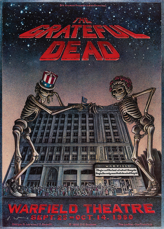 Lot 3321 Grateful Dead 1980 Warfield Theatre Concert Poster Signed by Artist Dennis Larkins (19.5? x 27.75?)