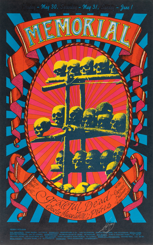 Lot 3315 Grateful Dead 1968 Carousel Ballroom Concert Poster Signed by Artist Alton Kelley (14˝ x 22.25˝)