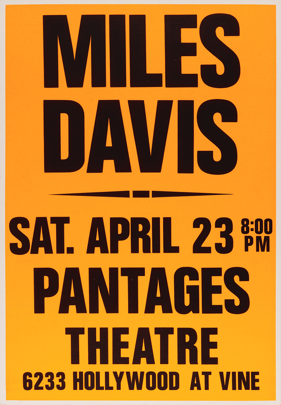 Lot 3371 Miles Davis 1988 Pantages Theatre Concert Poster (15˝ x 22˝)