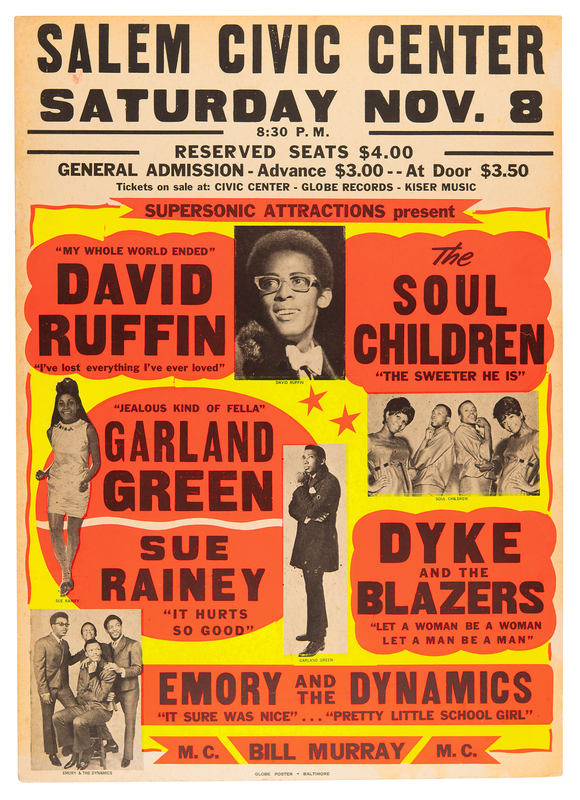 Lot 3455 David Ruffin 1969 Salem Civic Center Concert Poster (22? x 31?)