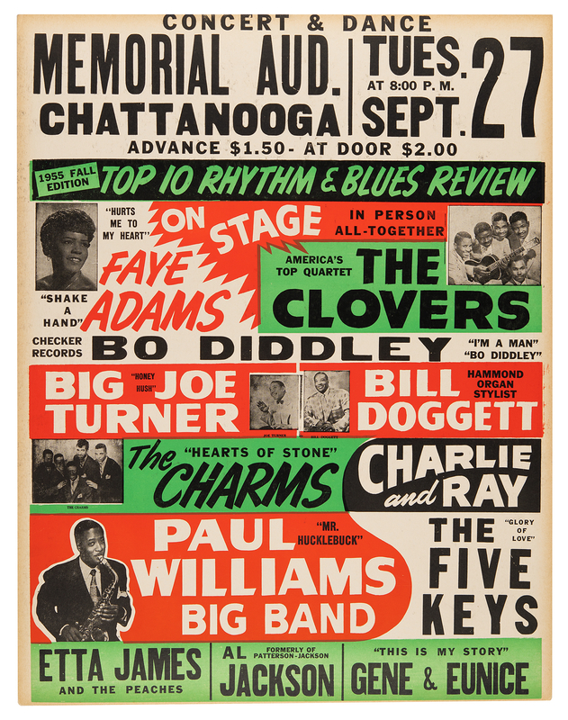 Lot 3392 Bo Diddley and Etta James 1955 Chattanooga Concert Poster (22˝ x 28.25˝)