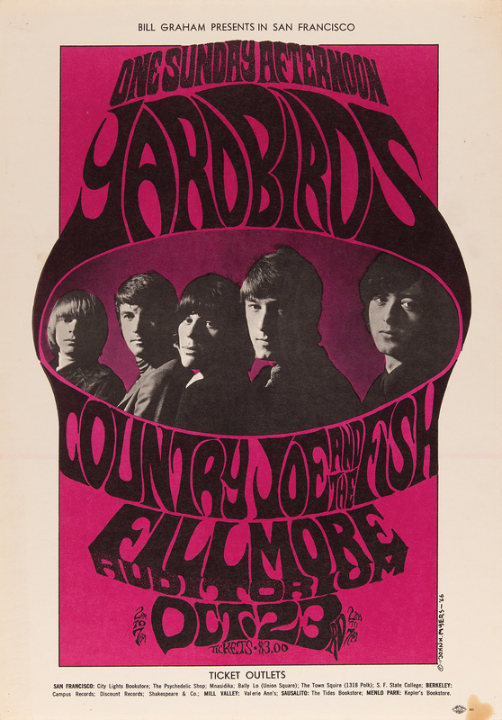 Lot 3466 The Yardbirds 1966 Fillmore Concert Poster (14˝ x 20˝)
