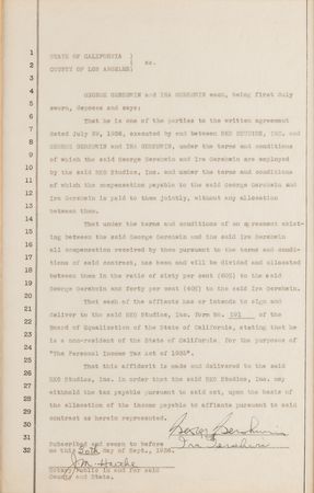 Lot #3364 George and Ira Gershwin Signed Contract with RKO Studios (1936) - Image 2