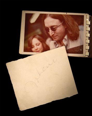 Lot #3023 John Lennon Signature with (20) Candid Photographs from the 1975 WFIL Helping Hand Marathon<br/> - Image 1