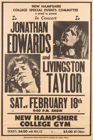 Lot #3403 Jonathan Edwards and Livingston Taylor Original 1978 'New Hampshire College Gym' Concert Poster - Image 2